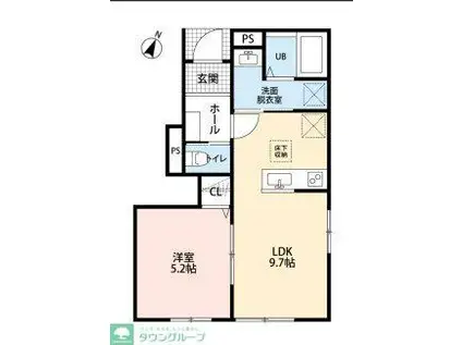 リーブルファイン柏南逆井(1LDK/1階)の間取り写真