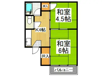 ハイツコイド(2K/2階)の間取り写真