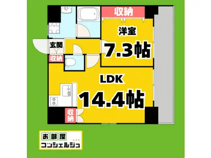 BSレジデンス栄(1LDK/6階)の間取り写真