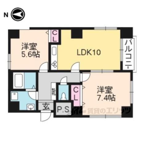 メイプルチハナ(2LDK/2階)の間取り写真