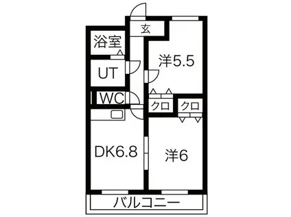 ゲストインM 2番館(2DK/1階)の間取り写真