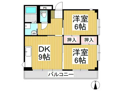 コーポラス豊(2DK/2階)の間取り写真