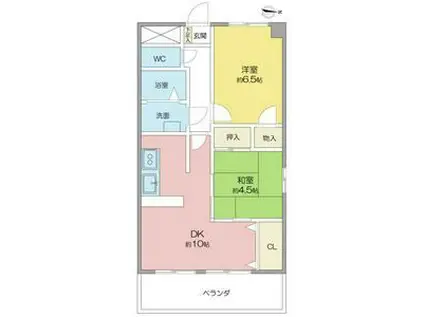 マーブルアサイ(2LDK/3階)の間取り写真