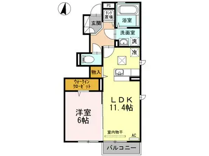 アネシス船見(1LDK/1階)の間取り写真