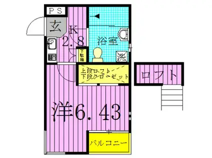 フォルテ柏II(1K/4階)の間取り写真