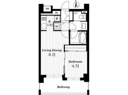 ダイナシティ梅田(1LDK/3階)の間取り写真