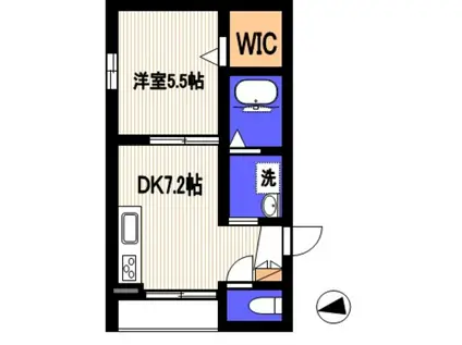 プレジール稲城(1DK/1階)の間取り写真