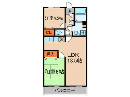 ベルテ千年(2LDK/2階)の間取り写真