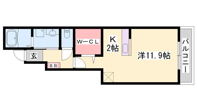 アバンツァート玉手I(ワンルーム/1階)の間取り写真