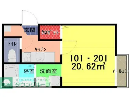 LE CHOCOLAT(1K/1階)の間取り写真