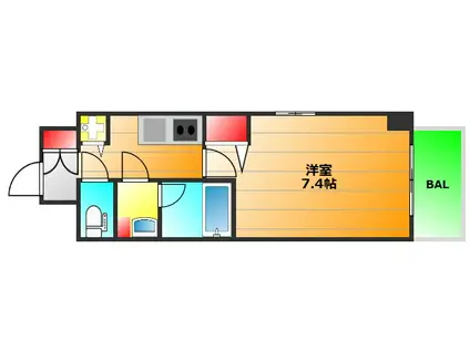 シャローズワン立売堀(1K/7階)の間取り写真