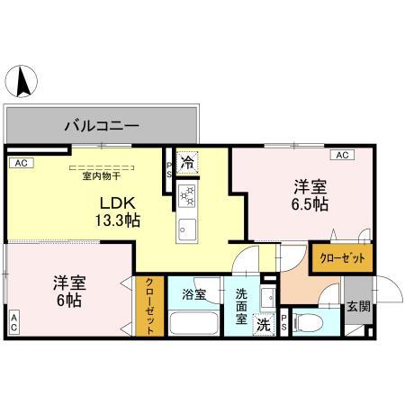 北陸鉄道石川線 野々市工大前駅 徒歩22分 3階建 新築(2LDK/2階)の間取り写真