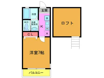 マリーナ デル レイ II(1K/2階)の間取り写真