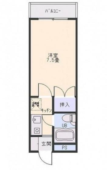 西原マンション(1K/2階)の間取り写真