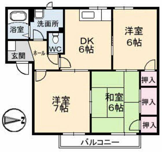 レクサス海田(3DK/2階)の間取り写真