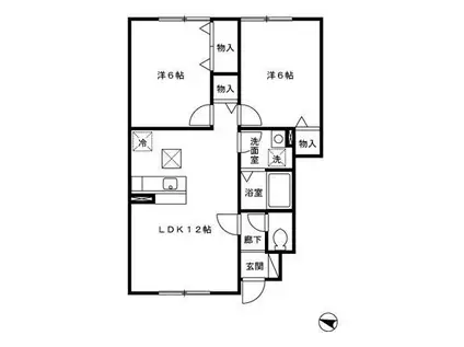 パーシモンツリー(2LDK/1階)の間取り写真