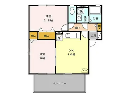 ベルテE(2LDK/2階)の間取り写真