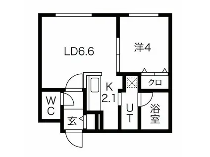 FIRST LEBEN月寒(1LDK/2階)の間取り写真