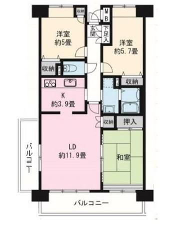 シーリン東伏見(3LDK/8階)の間取り写真