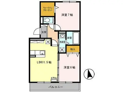 グラン・アンビシオン(2LDK/3階)の間取り写真