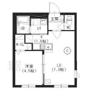 シティレジデンス西町南(1LDK/4階)の間取り写真