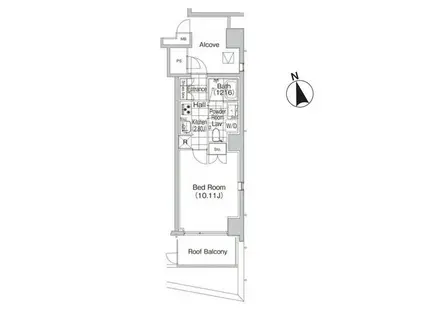 ルジェンテバリュ麻布十番(1K/6階)の間取り写真