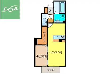 ヴィラージュ(1LDK/1階)の間取り写真