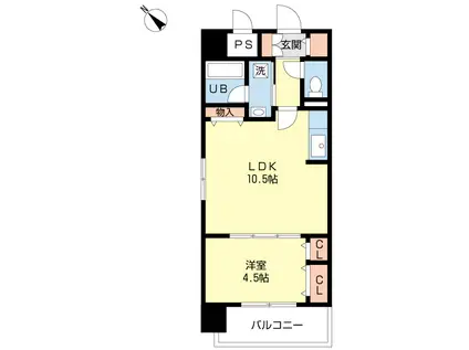 ダイアリー二日市駅前(1LDK/2階)の間取り写真
