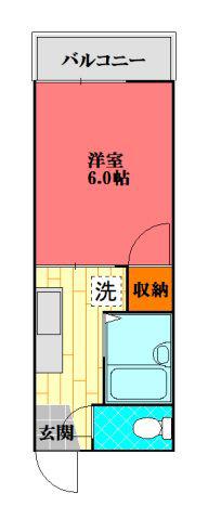 アップルハウス(1K/2階)の間取り写真