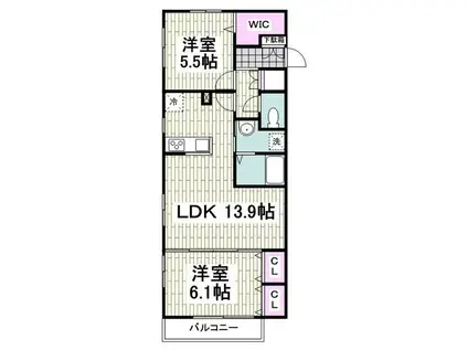 コーポ津久井VI(2LDK/1階)の間取り写真