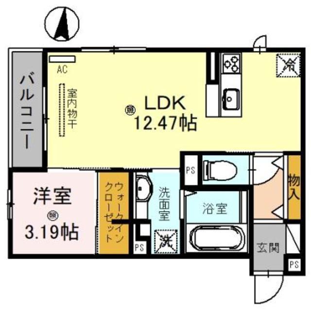 D-ROOM東公園(1LDK/3階)の間取り写真