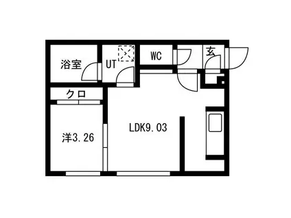 ノースピーク厚別(1LDK/2階)の間取り写真