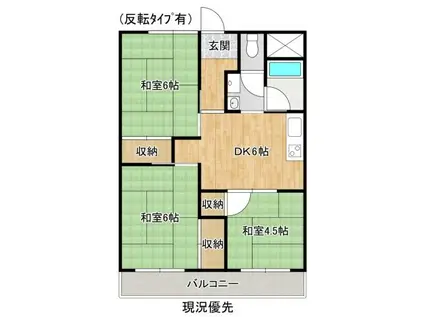 コーポ東本町(3DK/3階)の間取り写真