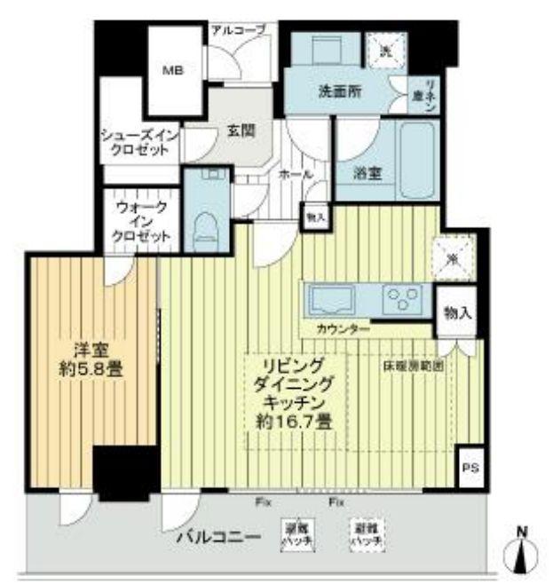 プレミストタワー大阪新町ローレルコート(1LDK/20階)の間取り写真