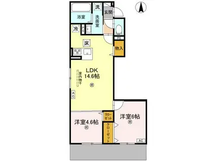 GRAMM北浜(2LDK/1階)の間取り写真