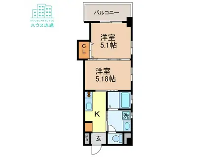 ウィング壱号舘(2K/3階)の間取り写真