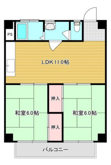坂本マンション(2LDK/3階)の間取り写真