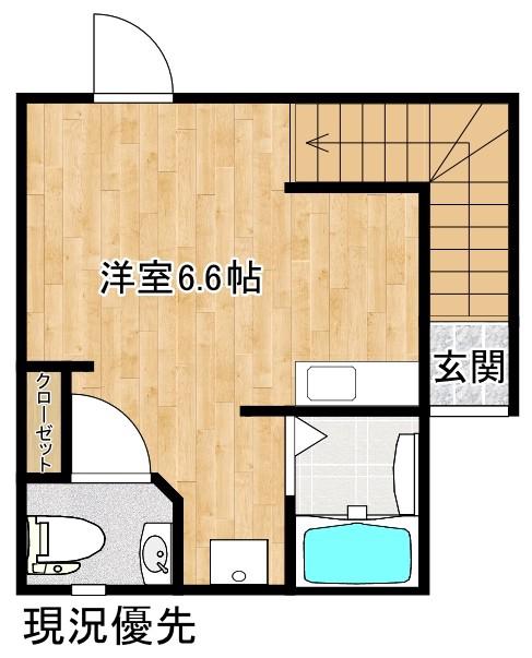 カレント(ワンルーム/2階)の間取り写真