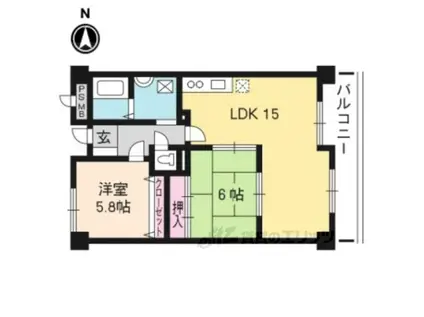 エスペランサー弥生(2LDK/6階)の間取り写真