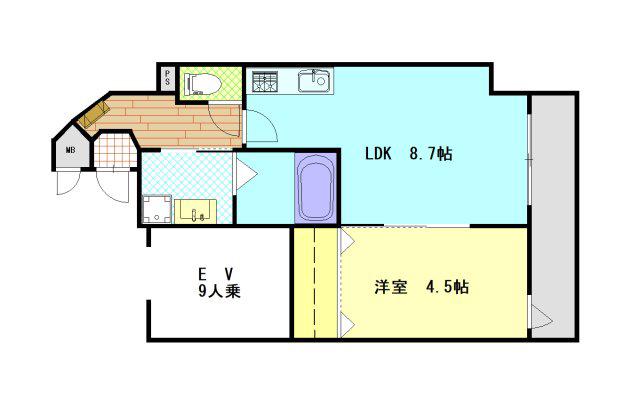 グレイス神水(1LDK/9階)の間取り写真