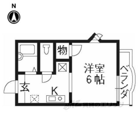 インペリアル有栖川(1K/2階)の間取り写真