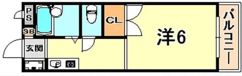 ヴィラ六甲(ワンルーム/1階)の間取り写真