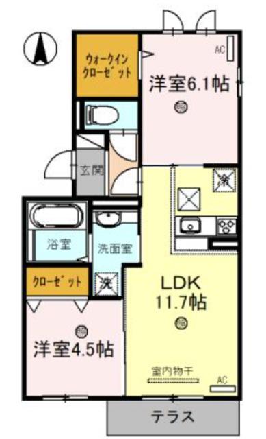 アイボヌール(2LDK/1階)の間取り写真