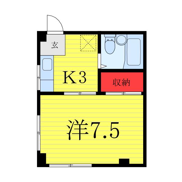 鷲山マンション(1K/3階)の間取り写真