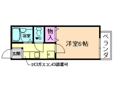 ゴールデンスピカ(1K/2階)の間取り写真