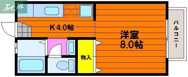 アブニールつしまB棟(1K/2階)の間取り写真