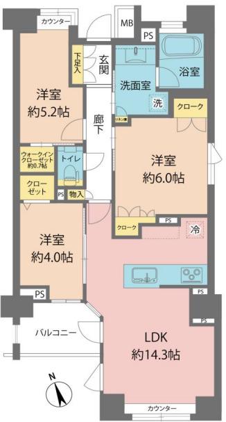 パークホームズ落合南長崎(3LDK/2階)の間取り写真