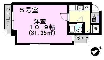 中央第10北松戸ビル(1K/6階)の間取り写真