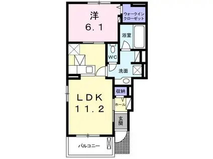ラブリーKIII(1LDK/1階)の間取り写真