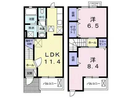 フラットエイトII(2LDK/1階)の間取り写真
